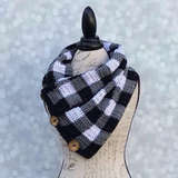 Black and White Buffalo Check Plaid Scarf