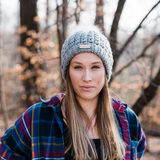 V-Stitch Beanie with Removeable Faux Fur Pom Pom