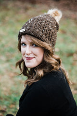 Slouchy Beanie with Removeable Faux Fur Pom Pom