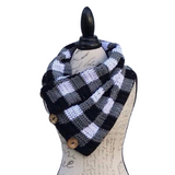Black and White Buffalo Check Plaid Scarf