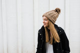 Slouchy Cable Beanie with Removeable Faux Fur Pom Pom