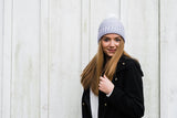 Ribbed Winter Beanie with Faux Fur Removable Pom Pom