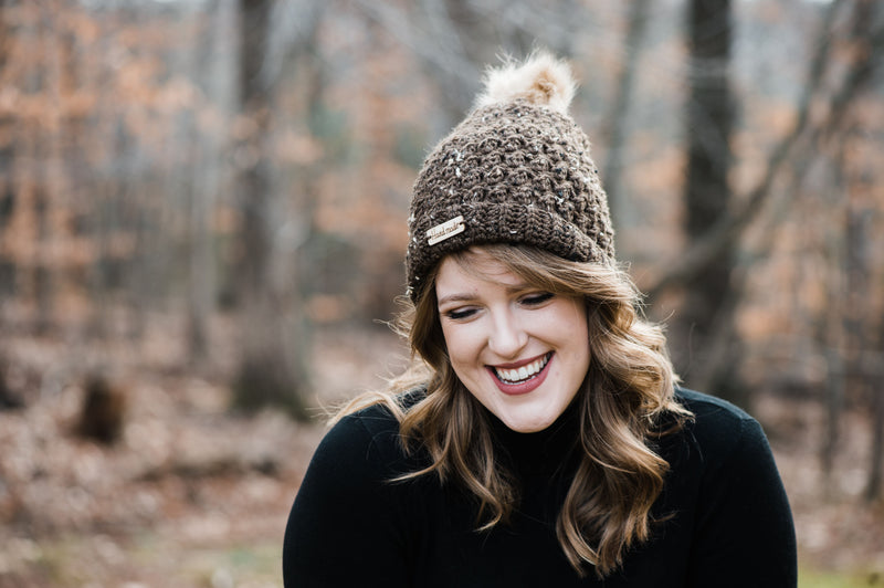 Slouchy Beanie with Removeable Faux Fur Pom Pom