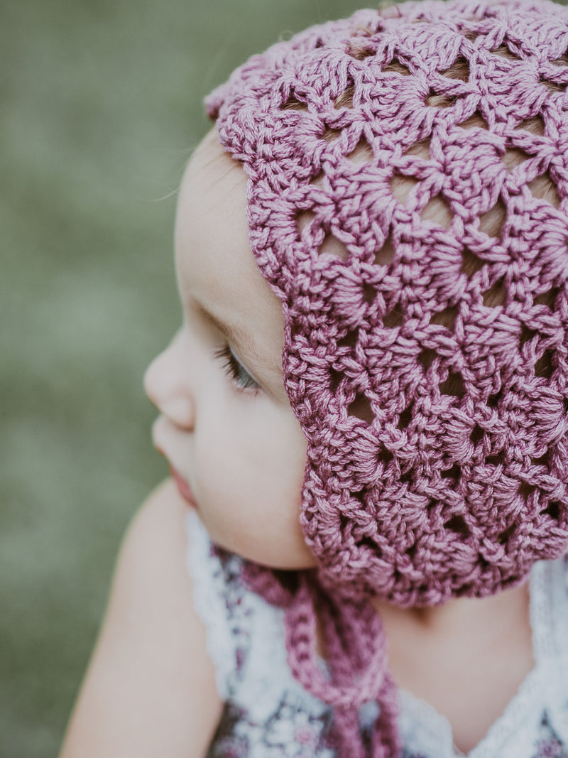 Crochet Lacey Baby Bonnet