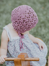 Crochet Lacey Baby Bonnet
