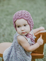 Crochet Lacey Baby Bonnet