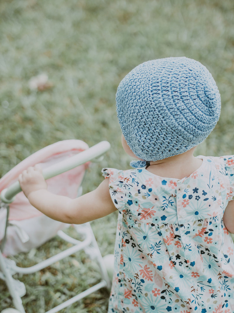 Crochet Moss Stitch Baby Bonnet