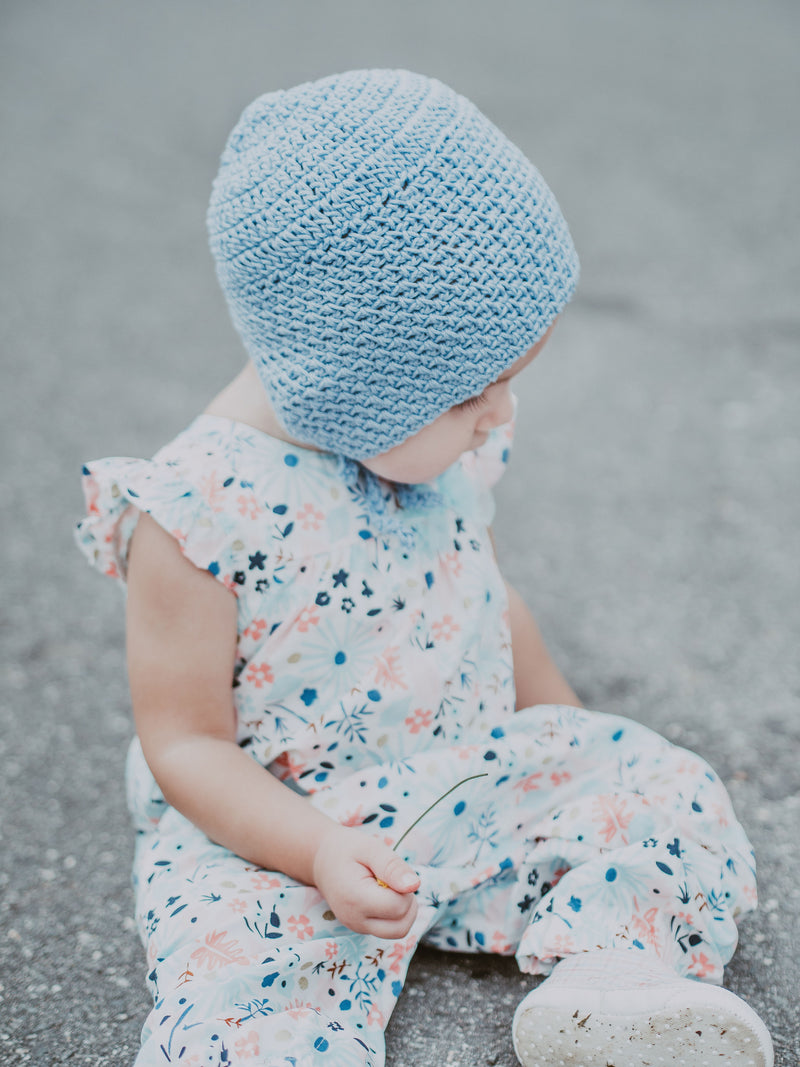 Crochet Moss Stitch Baby Bonnet